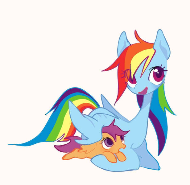 Size: 749x730 | Tagged: safe, artist:utaaydote1, derpibooru import, rainbow dash, scootaloo, pegasus, pony, dup, image, jpeg