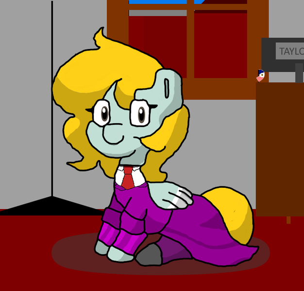 Size: 700x671 | Tagged: safe, artist:republic ball, derpibooru import, oc, oc:hurricane xix, unofficial characters only, pegasus, clothes, computer, crystal curtain: world aflame, diarch, dress, equestrian flag, female, image, looking at you, necktie, pegasus oc, png, sitting, sitting on floor, solo, window, wings