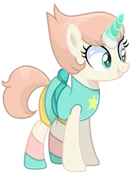 Size: 1381x1807 | Tagged: safe, artist:lavender-bases, artist:siti shafiyyah, derpibooru import, ponified, earth pony, pony, alternate design, base used, clothes, crossover, female, grin, gritted teeth, happy, horn, image, magic, mare, pearl (steven universe), png, simple background, smiling, solo, steven universe, teeth, transparent background
