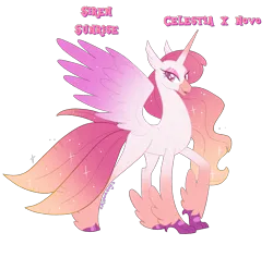 Size: 1767x1668 | Tagged: safe, artist:arodovecaidwa, derpibooru import, oc, oc:siren sunrise, unofficial characters only, alicorn, classical hippogriff, hippogriff, hybrid, alternate design, ethereal mane, image, interspecies offspring, magical lesbian spawn, mlp : true colors, next generation, offspring, parent:princess celestia, parent:queen novo, parents:novolestia, png, starry mane