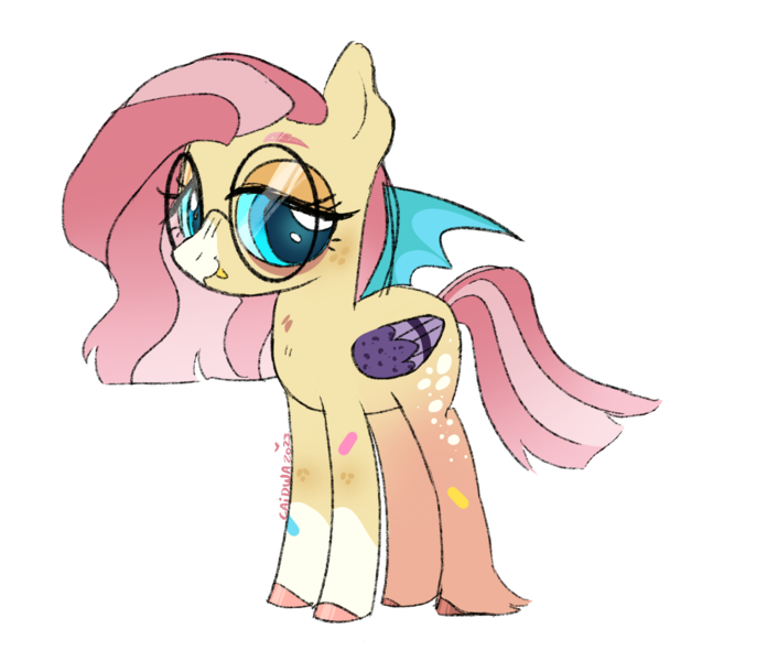 Size: 1644x1417 | Tagged: safe, artist:arodovecaidwa, derpibooru import, oc, oc:cilan shy, unofficial characters only, hybrid, pony, female, filly, foal, glasses, image, interspecies offspring, offspring, parent:discord, parent:fluttershy, parents:discoshy, png, simple background, solo, transparent background, young