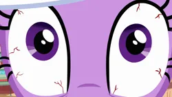 Size: 1920x1080 | Tagged: safe, derpibooru import, screencap, twilight sparkle, pony, unicorn, it's about time, season 2, bloodshot eyes, close-up, extreme close up, female, image, it's coming right at us, looking at you, mare, meme origin, monitor everything, png, solo, unicorn twilight