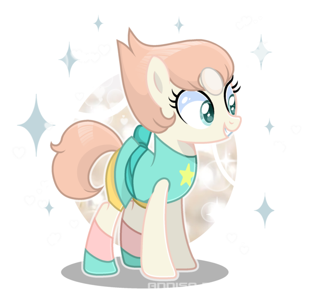 Size: 2267x2114 | Tagged: safe, artist:lavender-bases, artist:siti shafiyyah, derpibooru import, ponified, earth pony, gem pony, object pony, original species, pony, base used, clothes, crossover, female, gem, gem (race), grin, gritted teeth, happy, ibispaint x, image, mare, pearl, pearl (steven universe), png, simple background, smiling, solo, sparkles, steven universe, teeth, transparent background