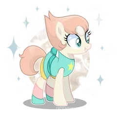Size: 2267x2114 | Tagged: safe, artist:lavender-bases, artist:siti shafiyyah, derpibooru import, ponified, earth pony, gem pony, object pony, original species, pony, base used, clothes, crossover, female, gem, gem (race), grin, gritted teeth, happy, ibispaint x, image, mare, pearl, pearl (steven universe), png, simple background, smiling, solo, sparkles, steven universe, teeth, transparent background