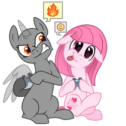 Size: 2000x2000 | Tagged: safe, artist:siti shafiyyah, artist:syriskater, derpibooru import, oc, oc:annisa trihapsari, earth pony, pony, :p, angry, bald, base used, collaboration, duo, duo female, emoji, female, fire, floppy ears, game, gritted teeth, happy, image, mare, png, rage, simple background, smiling, teeth, tongue out, transparent background