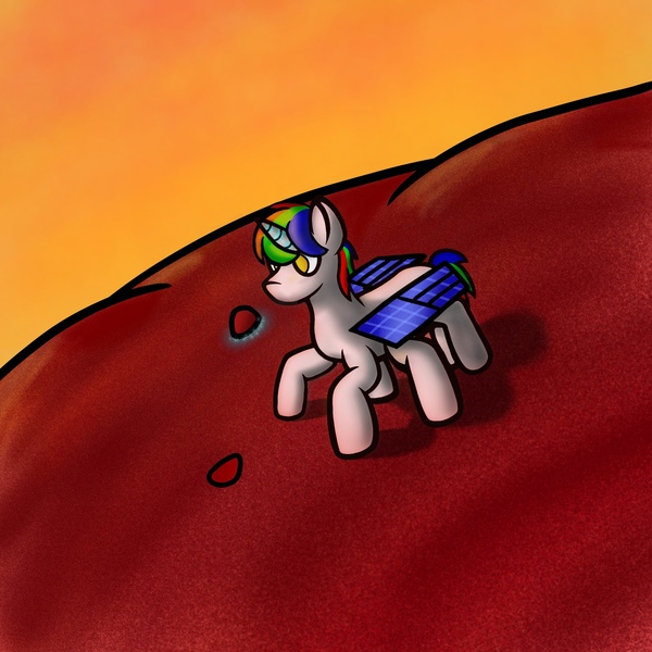 Size: 2000x2000 | Tagged: safe, artist:rony ram, derpibooru import, oc, alicorn, image, jpeg, mars, mars rover, multicolored hair, standing