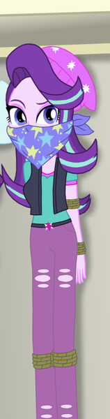 Size: 278x1056 | Tagged: safe, derpibooru import, starlight glimmer, human, equestria girls, road to friendship, bondage, closet, cloth gag, gag, humanized, image, legs together, over the nose gag, png, rope, rope bondage, starlight's gag