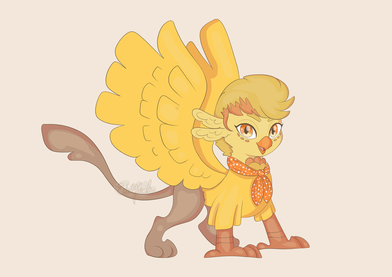 Size: 4093x2894 | Tagged: safe, artist:edelfleck, derpibooru import, oc, oc:yuri, gryphon, bandana, base used, image, jpeg, orange eyes, solo, wings, yellow mane