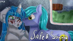 Size: 1920x1080 | Tagged: safe, artist:deadsmoke, derpibooru import, oc, oc:kate sanders, oc:snowflake white, comforting, cover, crying, image, link in description, pmv, png, rain, scar, window, youtube link