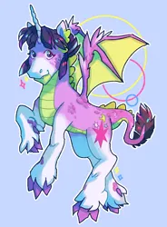 Size: 1356x1839 | Tagged: safe, artist:poniesart, derpibooru import, dracony, dragon, hybrid, pony, fusion:shining armor, fusion:spike, fusion:twilight sparkle, image, png, solo