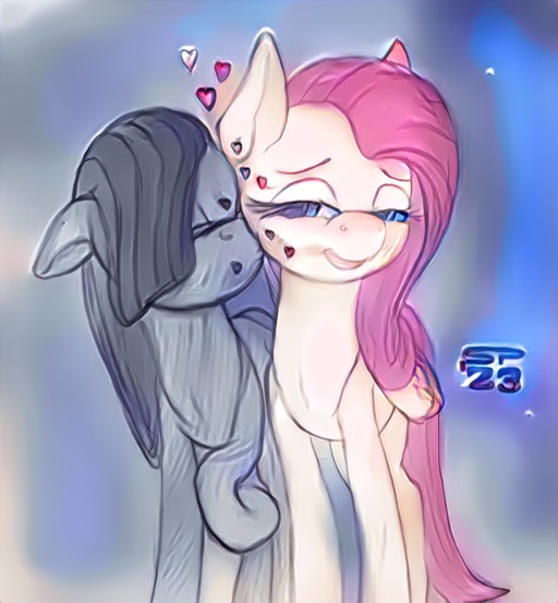 Size: 512x553 | Tagged: safe, artist:styroponyworks, derpibooru import, machine learning assisted, fluttershy, marble pie, ai content, female, image, jpeg, lesbian, marbleshy, shipping