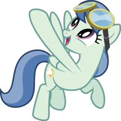 Size: 6090x6076 | Tagged: safe, artist:starryshineviolet, derpibooru import, spring skies, hurricane fluttershy, absurd resolution, aviator goggles, flying, goggles, image, looking up, png, raised hoof, simple background, solo, transparent background, vector