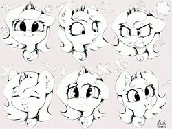 Size: 4000x3000 | Tagged: safe, artist:zokkili, derpibooru import, princess luna, alicorn, pony, angry, black and white, chibi, collage, female, filly, grayscale, happy, image, jpeg, mare, monochrome, sad, silly, simple background, solo, tongue out, woona, younger