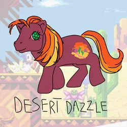 Size: 1920x1920 | Tagged: safe, artist:puzzlemint-pony, derpibooru import, oc, oc:desert dazzle, twinkle eyed pony, g1, image, jpeg, rule 85, sonic cd, sonic the hedgehog (series), text