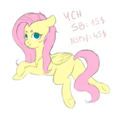 Size: 1500x1500 | Tagged: safe, artist:veincchi, derpibooru import, fluttershy, pegasus, pony, advertisement, blushing, commission, cute, female, image, jpeg, looking at you, lying down, mare, pegasus wings, sexy, smiling, solo, wings, ych sketch, your character here