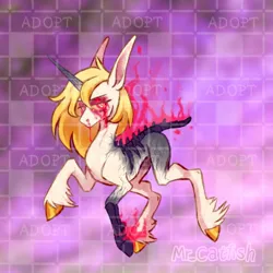 Size: 1000x1000 | Tagged: semi-grimdark, artist:mr.catfish, derpibooru import, oc, undead, unicorn, adoptable, auction, auction open, bone, image, jpeg, light skin, long ears, necromancer, purple background, simple background, skeleton, skinny, solo