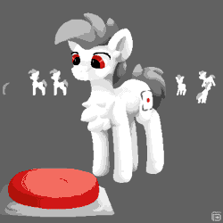 Size: 800x800 | Tagged: safe, artist:vohd, derpibooru import, oc, oc:empty hooves, unofficial characters only, earth pony, animated, button, clone, falling, gif, image, looking at each other, looking at someone, pixel art, running, simple background