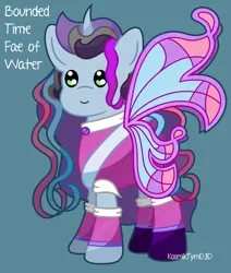 Size: 5000x5894 | Tagged: safe, alternate version, artist:kosmiktym, derpibooru import, oc, oc:bounded-time, unofficial characters only, fairy, pony, blue background, fairy wings, image, png, simple background, wings