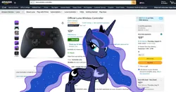 Size: 1894x991 | Tagged: artist needed, safe, derpibooru import, screencap, princess luna, alicorn, pony, gamer luna, friendship is magic, amazon, amazon luna, amazon.com, equine, g4, image, looking at you, meme, my little pony, numbers, online, png, prices, shopping, smiling, smirk, solo, website, wireless controller