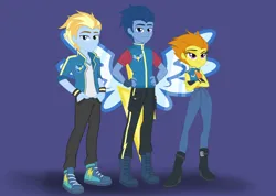 Size: 828x591 | Tagged: safe, artist:nightglowfan, derpibooru import, blaze, lightning streak, wave chill, human, equestria girls, female, image, jpeg, male, wonderbolts