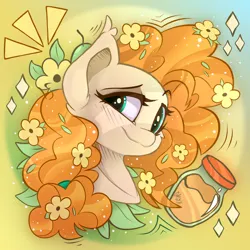 Size: 1500x1500 | Tagged: safe, artist:starcasteclipse, derpibooru import, pear butter, earth pony, pony, bust, canon, female, image, mare, png, portrait