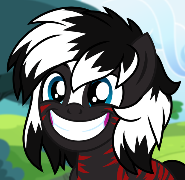 Size: 700x679 | Tagged: safe, artist:jennieoo, derpibooru import, oc, oc:xaeven, zebra, avatar, blurry background, bust, commission, forest, happy, icon, image, png, portrait, show accurate, smiling, solo, tree, vector, wide smile