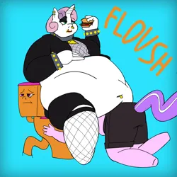 Size: 1200x1200 | Tagged: suggestive, artist:secretgoombaman12345, derpibooru import, diamond tiara, scootaloo, anthro, ass, belly button, burger, butt, chubby diamond, eating, fat, food, image, jpeg, meanie belle, swirly, toilet