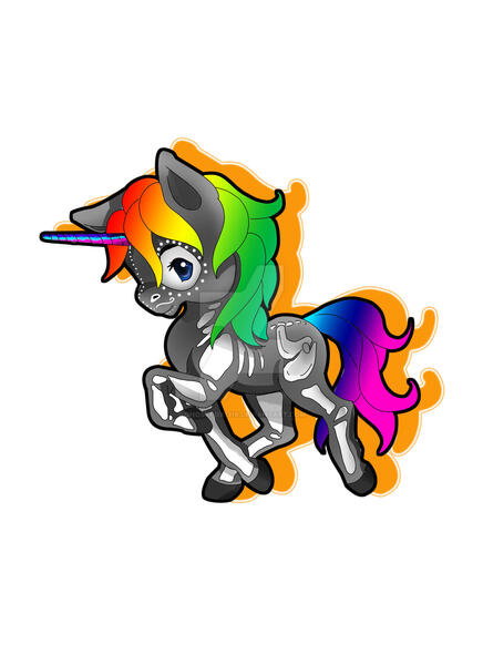 Size: 1280x1760 | Tagged: safe, artist:ghostfox1316, derpibooru import, oc, unofficial characters only, pony, unicorn, clothes, costume, deviantart watermark, horn, image, jpeg, multicolored hair, obtrusive watermark, rainbow hair, simple background, skeleton costume, solo, unicorn oc, watermark, white background