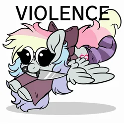 Size: 2000x2000 | Tagged: safe, artist:skyboundsiren, derpibooru import, oc, oc:blazey sketch, unofficial characters only, pegasus, bow, clothes, hair bow, image, jpeg, knife, multicolored hair, pegasus oc, running, shitposting, socks, solo, striped socks, sweater, wings