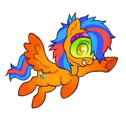 Size: 360x338 | Tagged: safe, artist:asimot2000, derpibooru import, oc, oc:beebop, pegasus, pony, blue hair, flying, image, orange eyes, png, simple background, smiling, transparent background, visor