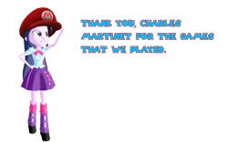 Size: 1920x1200 | Tagged: safe, artist:puzzlshield2, derpibooru import, twilight sparkle, equestria girls, 3d, cap, charles martinet, crossover, hat, image, mario's hat, mmd, nintendo, png, render, super mario bros., tribute, twilight sparkle's boots