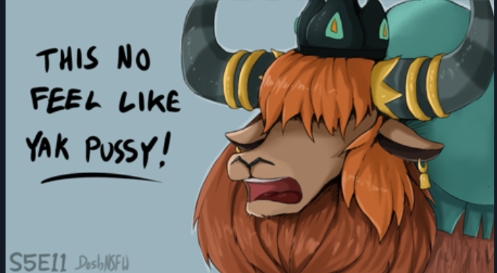 Size: 716x394 | Tagged: suggestive, artist:dosh, derpibooru import, prince rutherford, yak, series:dosh's mare-a-thon, party pooped, cropped, horn, image, jpeg, male, solo