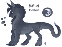 Size: 1019x784 | Tagged: safe, artist:dingobreath, oc, oc:night light, unofficial characters only, ahuizotl (species), hybrid, ahuizotl oc, cutie mark, female, image, interspecies offspring, jpeg, offspring, parent:ahuizotl, reference, simple background, white background