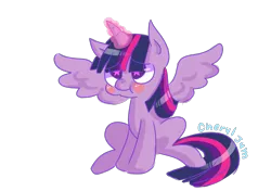 Size: 1764x1243 | Tagged: safe, artist:cheryl-jum, derpibooru import, twilight sparkle, twilight sparkle (alicorn), alicorn, pony, :t, explicit source, glow, glowing horn, horn, image, png, puffy cheeks, simple background, sitting, solo, spread wings, starry eyes, transparent background, wingding eyes, wings
