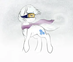 Size: 2100x1800 | Tagged: safe, artist:amberony, derpibooru import, double diamond, earth pony, pony, clothes, goggles, image, male, png, scarf, snow, solo, stallion, wind