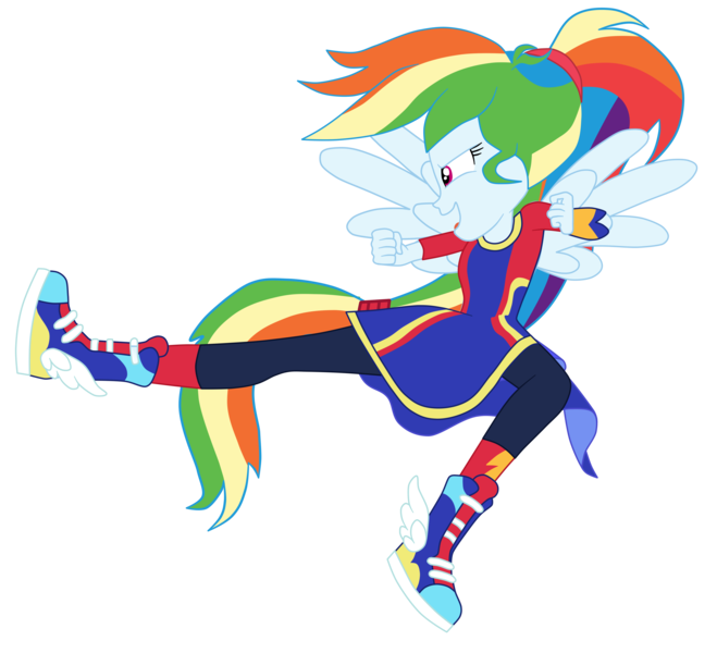 Size: 3872x3528 | Tagged: safe, artist:gmaplay, derpibooru import, rainbow dash, cheer you on, equestria girls, equestria girls series, spoiler:eqg series (season 2), absurd resolution, female, image, kamen rider, kick, png, ponied up, pony ears, solo, spread wings, wings