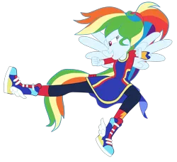 Size: 3872x3528 | Tagged: safe, artist:gmaplay, derpibooru import, rainbow dash, cheer you on, equestria girls, equestria girls series, spoiler:eqg series (season 2), absurd resolution, female, image, kamen rider, kick, png, ponied up, pony ears, solo, spread wings, wings