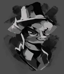 Size: 737x852 | Tagged: safe, artist:poxy_boxy, derpibooru import, cow, them's fightin' herds, arizona (tfh), bust, community related, female, furrowed brow, grayscale, image, monochrome, png, sketch, smiling, smirk, solo