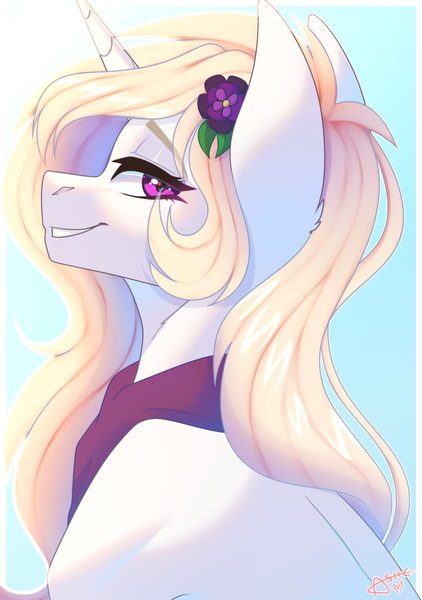 Size: 2760x3920 | Tagged: safe, artist:honeybbear, derpibooru import, oc, pony, unicorn, bust, female, image, mare, png, portrait, solo