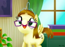 Size: 3500x2500 | Tagged: safe, artist:leonkay, derpibooru import, zippoorwhill, pegasus, pony, female, filly, foal, glasses, image, jewelry, open mouth, png, solo, tiara