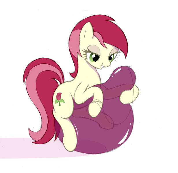 Size: 3145x3062 | Tagged: suggestive, artist:mizhisha, derpibooru import, roseluck, pony, balloon, balloon fetish, balloon riding, bedroom eyes, female, fetish, image, lip bite, mare, png, simple background, sitting, solo, that pony sure does love balloons, white background