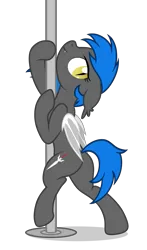 Size: 3377x5760 | Tagged: safe, artist:equestria secret guard, derpibooru import, oc, oc:west wind, unofficial characters only, bat pony, pony, bat pony oc, bat wings, butt, female, horn, image, looking at you, mare, plot, png, pole, pole dancing, sexy, simple background, stripper pole, transparent background, wings