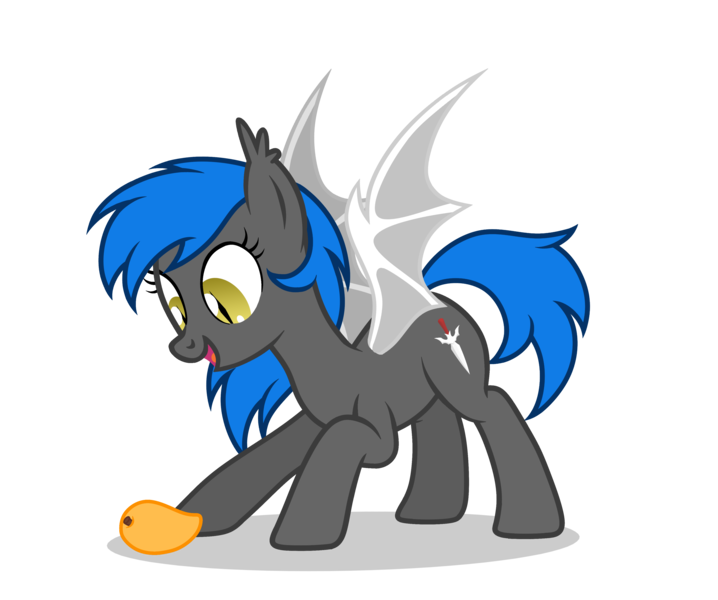 Size: 3779x3160 | Tagged: safe, artist:equestria secret guard, derpibooru import, oc, oc:west wind, unofficial characters only, bat pony, bat pony oc, bat wings, food, happy, image, mango, png, simple background, transparent background, wings