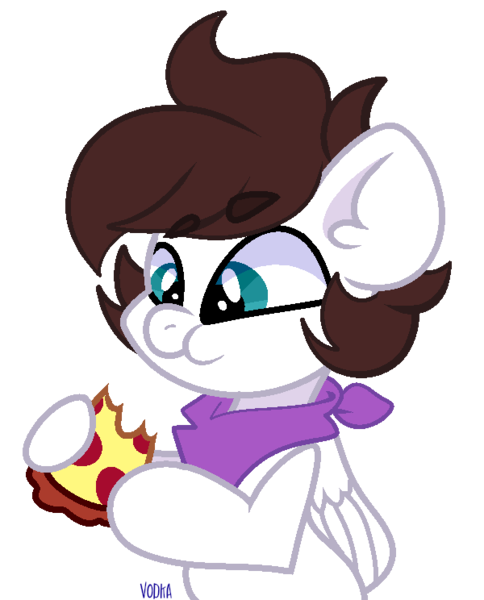 Size: 600x744 | Tagged: safe, artist:c1trine, artist:saverpon3, derpibooru import, oc, oc:markey malarkey, ponified, unofficial characters only, pegasus, pony, bandana, crossover, cute, eating, food, image, pepperoni pizza, pizza, png, simple background, solo, the mark side, transparent background