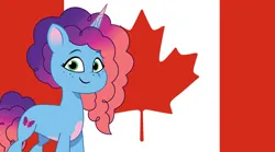 Size: 3485x1936 | Tagged: safe, artist:edy_january, artist:prixy05, derpibooru import, pony, unicorn, g5, my little pony: tell your tale, canada, canadian, canadian flag, flag, image, misty brightdawn, png, simple background, solo, vector used, wallpaper