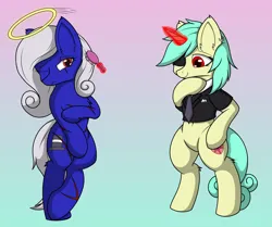 Size: 4300x3600 | Tagged: safe, derpibooru import, oc, oc:miss yin, oc:seven sister, oc:银小姐, unofficial characters only, earth pony, pony, unicorn, belly, belly button, bipedal, brushing, brushing mane, clothes, comb, earth pony oc, eye scar, facial scar, featureless crotch, female, gradient background, horn, image, interchange, magic, mare, nudity, png, scar, sexy, standing, standing on one leg, standing on two hooves, unhappy, unicorn oc