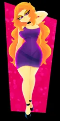 Size: 1000x2000 | Tagged: safe, artist:xan-gelx, derpibooru import, adagio dazzle, equestria girls, arm behind back, arm behind head, breasts, busty adagio dazzle, choker, clothes, dress, image, looking at you, png, shoes, smiling, smiling at you, stupid sexy adagio dazzle