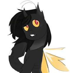 Size: 792x830 | Tagged: safe, artist:madence, derpibooru import, oc, unofficial characters only, changeling, pony, cute, digital art, female, image, jpeg, mare, simple background, solo, yellow changeling