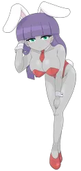 Size: 2272x4794 | Tagged: suggestive, artist:batipin, derpibooru import, part of a set, maud pie, human, equestria girls, blushing, breasts, bunny suit, busty maud pie, clothes, cuffs, image, leotard, looking at you, playboy bunny, playboy bunny maud pie, png, shoes, simple background, transparent background