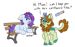 Size: 4904x3104 | Tagged: safe, artist:noxi1_48, derpibooru import, oc, unofficial characters only, kirin, pony, bench, daily dose of friends, image, magic, png, simple background, telekinesis, transparent background